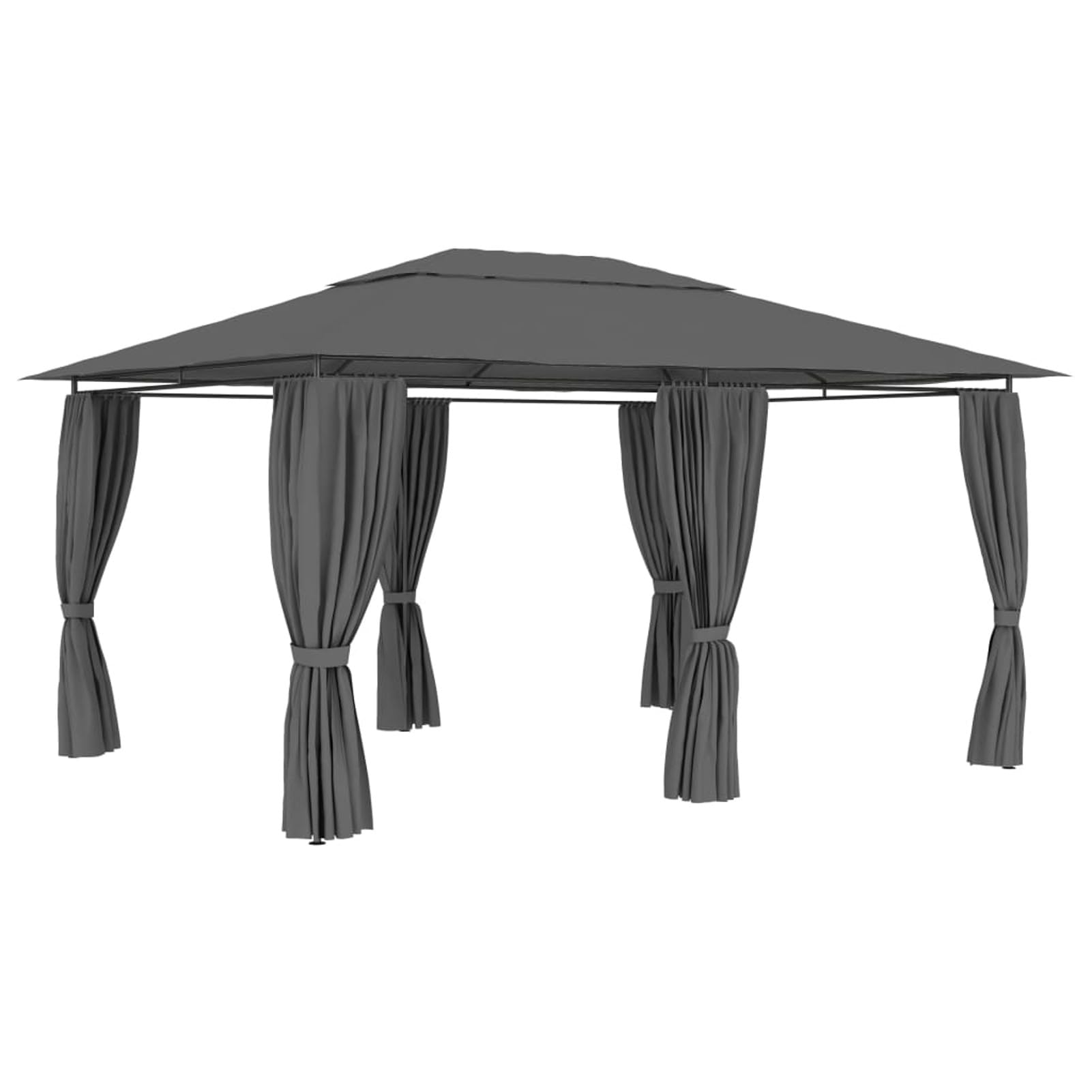 Gartenpavillon mit Vorhängen, Pop-Up Partyzelt, Festzelt, Pavillon, Garden Decoration, Canopy Tent, Lagerzelt, Pavillon, 4 x 3 m Anthrazit
