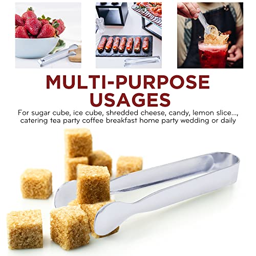 Mini Serving Tongs 12Pcs, 4.3 Inches Stainless Steel Small Sugar Cube Tongs By Dugato, Appetizers Tongs, Sliver Mini Ice Tongs, Kitchen Tongs For Tea Party Coffee Bar Desserts #TOP4