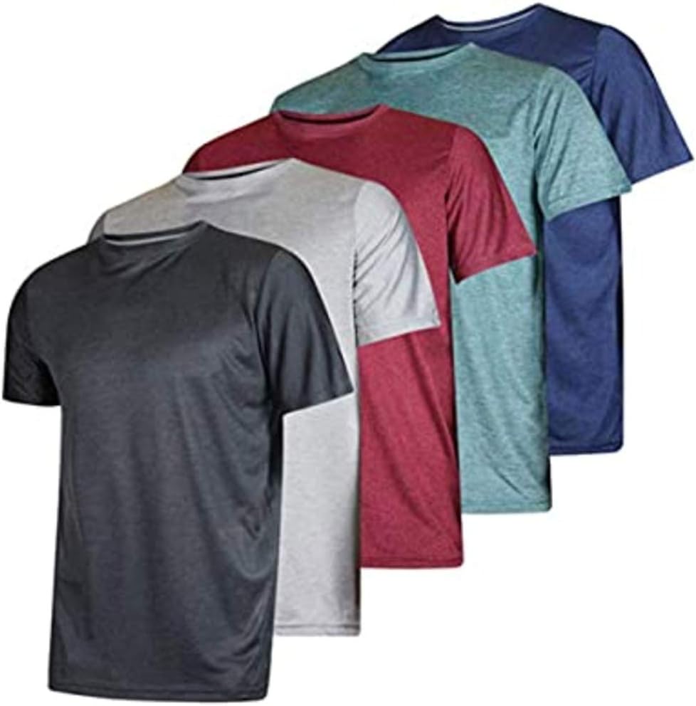 GenericMen's Active Quick Dry T-Shirts | Athletic Running Gym Workout Short Sleeve Tee | Pack Of 5