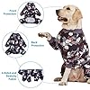 LovinPet Medium/Big Breeds Large Dog Pajamas, Anti Licking, Wound Care/Post Surgery Dogs Pajamas, Lightweight Stretchy Fabric, Beautiful Bouquets Black Print Large Dog Onesies, Pet PJ's/XL #3