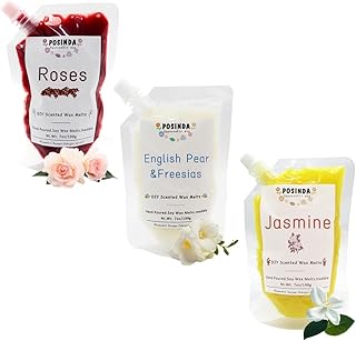 3pcs/Set Squeezable Wax Melts,7oz/pc English Pear Freesia Rose Jasmine DIY Squeeze Wax Melts Highly Fragrant Handmade Soy Wax Easy Mix & Match Scents for Home Scented