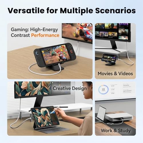 Image of Verilux Type C to HDMI Cable with Portable Dock, HDMI to Type C Cable with PD 100W Charging & 4K@60Hz HDR TV Dock Replacement for Switch 2 /1 /OLE, Plug & Play Travel Docking for Monitor, Projector, TV