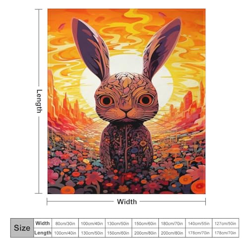 Couverture polaire flannel douce contre le froid couvre-lit léger motif lapin