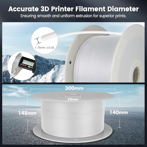 Image of SUNLU 5KG Large Spool PLA Filament, PLA 3D Printer Filament 1.75mm, Big Roll PLA Filament, 5KG Spool (11lbs), PLA White