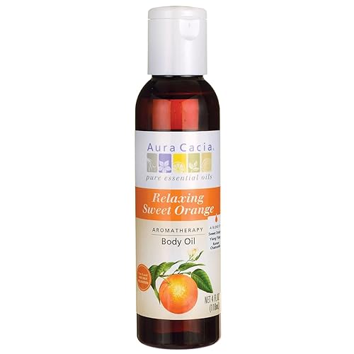 Aura Cacia Aromaterapia de baño y masaje relajante aceite corporal de naranja dulce, 4 onzas