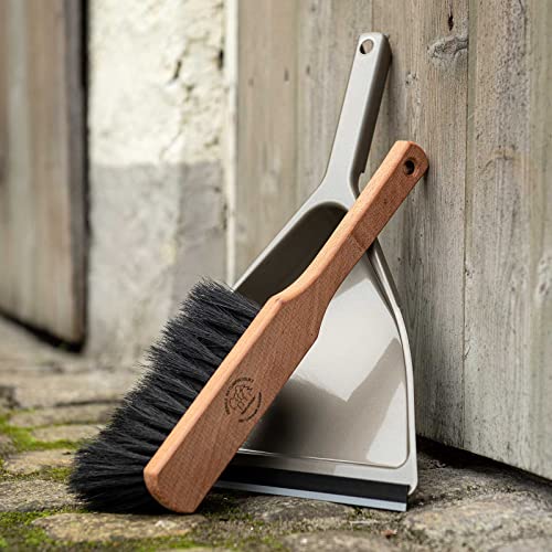 SIDCO Kehrgarnitur Metall Kehrblech + Handfeger Rosshaar Kehrset Schaufel m Gummilippe – Bild 5