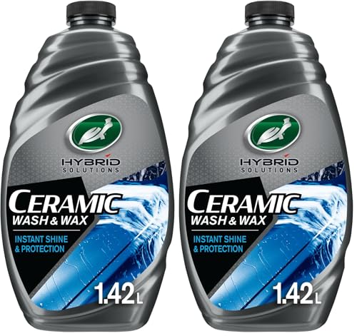 Turtle Wax Hybrid Solutions Ceramic Wash & Wax Car Shampoo 1.42 53340 - Car Cleaner with Ceramic Protector, Easy Rinse Formula That Removes Road Dirt & Leaves A Clean Glossy Finish (Pack of 2)