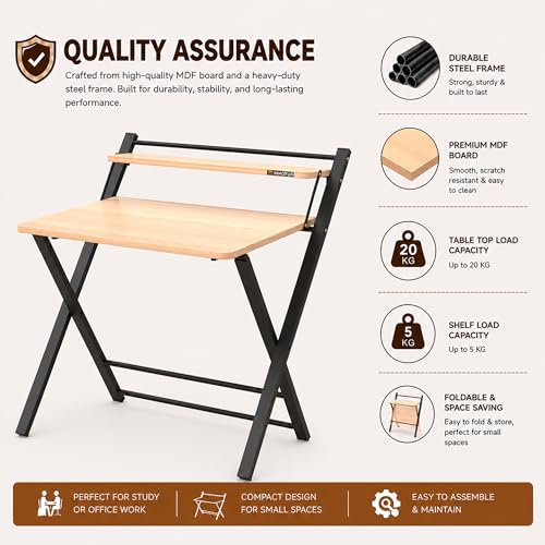 Image of InnoFur Meleti Folding Study Desk (Large)|Foldable Office Table|Adjustable Laptop Cum Computer Table Big (Walnut, Regular)