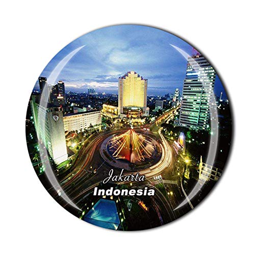 Wedarego Jakarta Indonesia Jakarta 3D Indonesia Refrigerator Fridge Magnet Crystal Glass Magnet Tourist Travel Souvenir Collection Gift Magnetic Sticker Home Kitchen Decoration