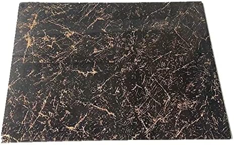 Acense Tempered Glass Worktop Saver, Toughened Glass, Smooth Edges, Rounded Corners, Chopping Board, Non-Slip Rubber Feet, Multi-Purpose, Stain-Resistant 40 x 30 cm (Black & Gold)