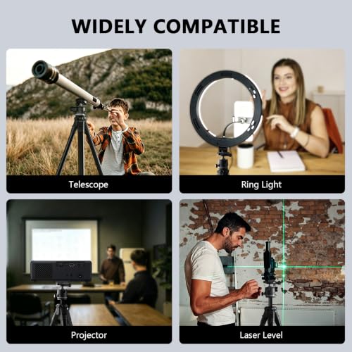 Image of 72 inch Travel Tripod for Camera and Phone, Lightweight Aluminum Tripod with Arca Ball Head, Phone Holder, Quick-Release Plate, Wireless Remote & Carry Bag for DSLR Smartphone Video Recording