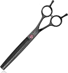 JASON Dog Grooming Scissors Kit, Professional 7 in 1 Dog Scissors Sharp & Solid Shears Set - Straight, Thinning, Chunker, Curved Shears and Comb for Long Short Hair for Dog Cat Pet Christmas Gift