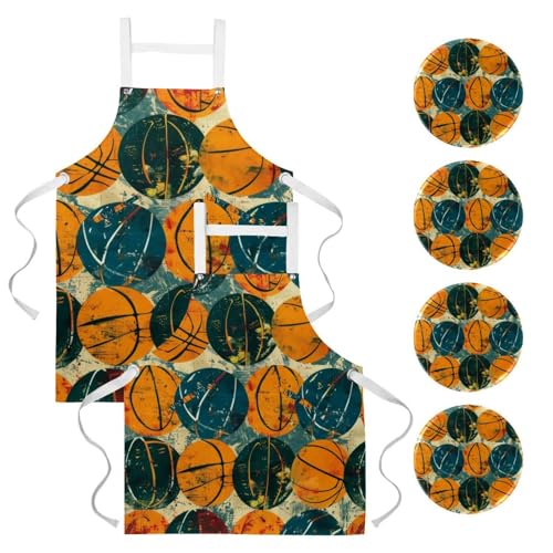 Tablier de cuisine pour pâtisserie et nettoyage au motif basket