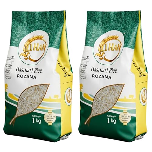 Image of Lihan Rozana Basmati Rice, 2kg - Everyday Basmati with Rich Aroma | Short Grain, Lightly Broken | Ideal for Daily Meals, Khichdi & Pulao1kg (Pack of 2)