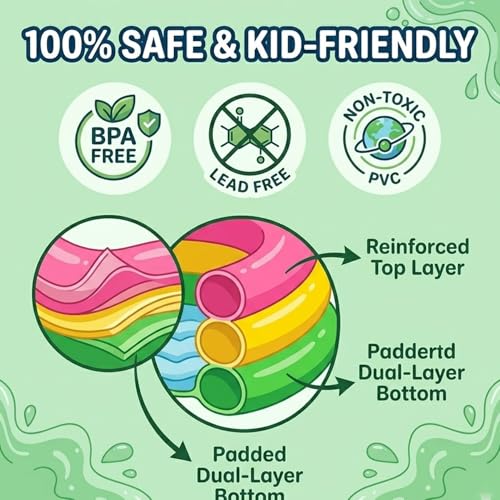 Image of Coku 3 Feet Round Inflatable Baby Swimming Pool for 0-3 Years | 3-Ring Kids Pool, Thick PVC Soft Baby Bathtub for Indoor Outdoor Use, Backyard, Balcony Water Play (Pump Not Included)