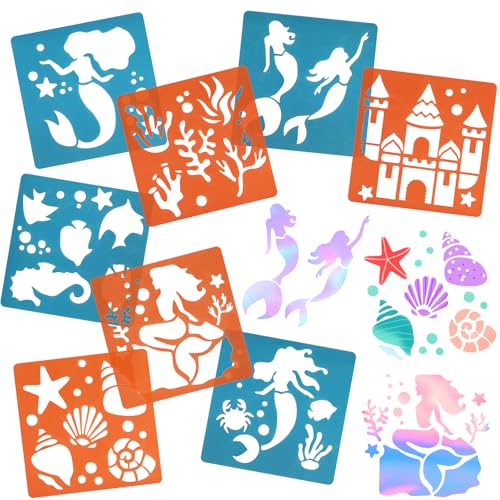 Powmag - Schablonen Malen Kinder, 8 Stück Schöne Frauen Malschablonen für Kinder, 15x15cm Plastik Zeichenschablonen Kin-der, Wiederverwendbar Malschablone DIY Handwerk, Wanddekoration Textilgestaltung