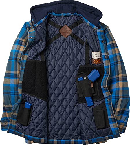 Legendary Whitetails Men's Standard Concealed Carry Maplewood Hooded Shirt Jacket, Slate Hatchet Plaid, X-Large #TOP2