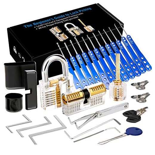 Luxebell Lock picking, 33 st dyrkset med 3 genomskinliga träningslås ger 4 svårighetsgrader för nybörjare och utbildning av låssmed
