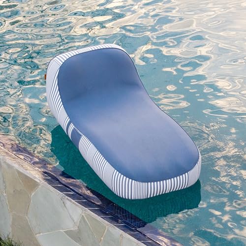 Big Joe Dryside Inflatable Pool Lounger for Adults, Fade Resistant Olefin Fabric Inflatable Pool Chaise, Weekend Navy, 5.5 feet Single by Big Joe - Used condition - US$119.24