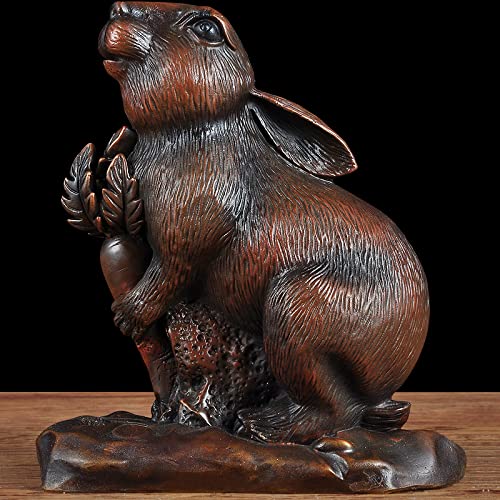 Sculpture Decor All Copper Rabbit Ornaments Holding Radish Statue Living Room Porch Tv Cabinet Decorations