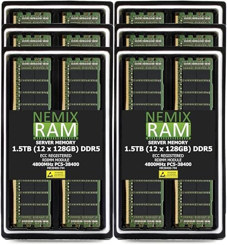 1.5TB (12X128GB) DDR5 4800MHz PC5-38400 4Rx4 1.1V CL40 288-PIN ECC ...
