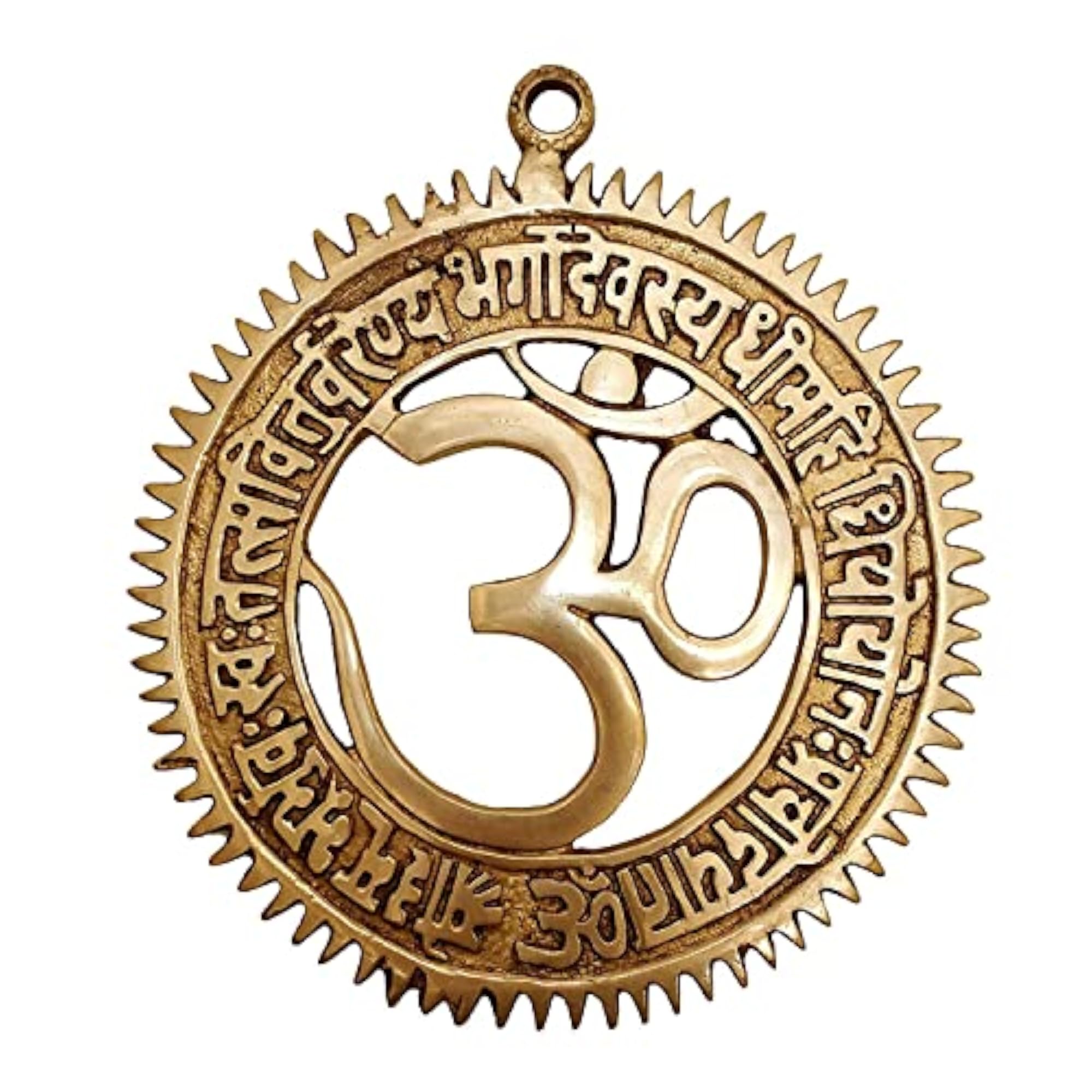 Brass Om Wall Hanging with Gayatri Mantra Engraved Decor