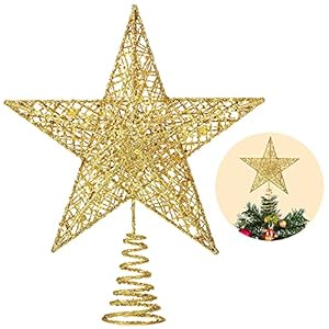 Christmas Tree Toppers Xmas Glitter Gold Hollow Star Treetop Topper for Christmas Tree Decoration. 1 Christmas Tree Toppers Xmas Glitter Gold Hollow Star Treetop Topper for Christmas Tree Decoration 1