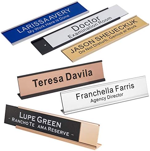 Personalized Office Engraved Name Plate with Wall or Desk Holder 2"x10"