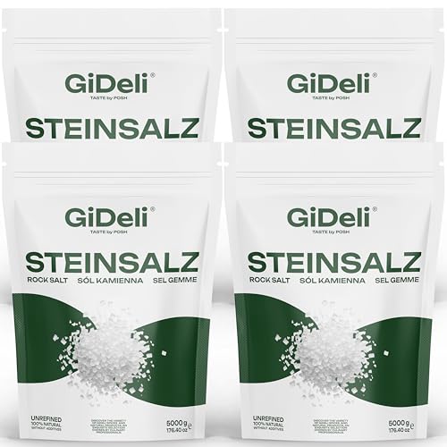 GiDeli Sal de roca gruesa, sal de mesa granulada natural, sal de cristal, sal de juego de primera calidad, no OGM (20 kg)