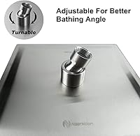 Vista 53 de NearMoon - Cabezal de regadera grande de acero inoxidable cuadrado de lujo en cascada, para instalar en el techo o la pared