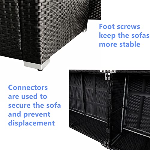 Panana 5 Seater Rattan Garden Furniture Corner Sofa Set with Coffee Table, Outdoor Patio Lounge Set with Cushions & Free Cover for Garden, Conservatory, Terrace (Black Rattan with Grey Cushions) 6 Panana 5 Seater Rattan Garden Furniture Corner Sofa Set with Coffee Table, Outdoor Patio Lounge Set with Cushions & Free Cover for Garden, Conservatory, Terrace (Black Rattan with Grey Cushions) - Image 6