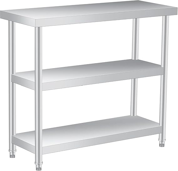 Amazon.com: Stainless Steel Work Table, 18 x 36 in, 3-Tier Commercial ...
