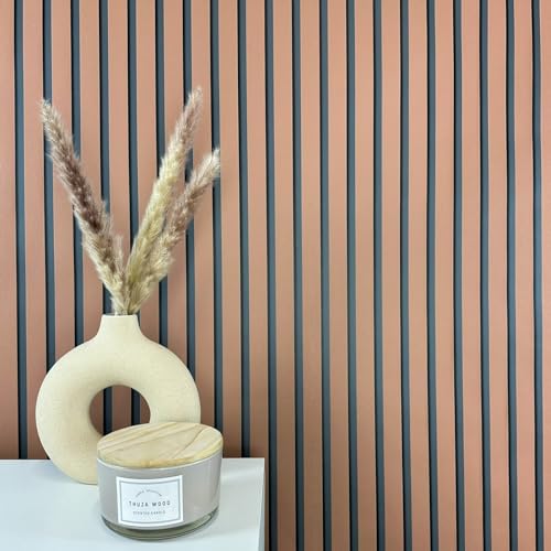 WALLCOVER Papier peint intissé rouge - Rayures noires - Panneaux en terre cuite - Style scandinave - Panneaux muraux modernes - Lamelles - Fabriqué en Allemagne