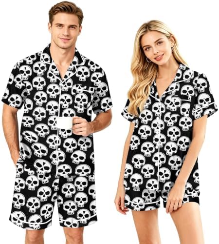 Coal2ToalPW Matching Halloween Pajamas for Couples Horror Spooky Skeleton Matchi