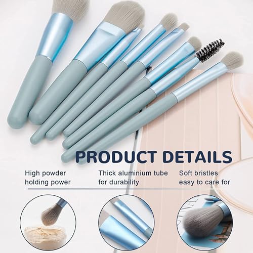 Image of Makeup Brushes, Makeup Brush Set Mini, 8 PCS Travel Make Up Brush Kit, Cosmetic Brushes for Face Foundation Blush Eye Shadow