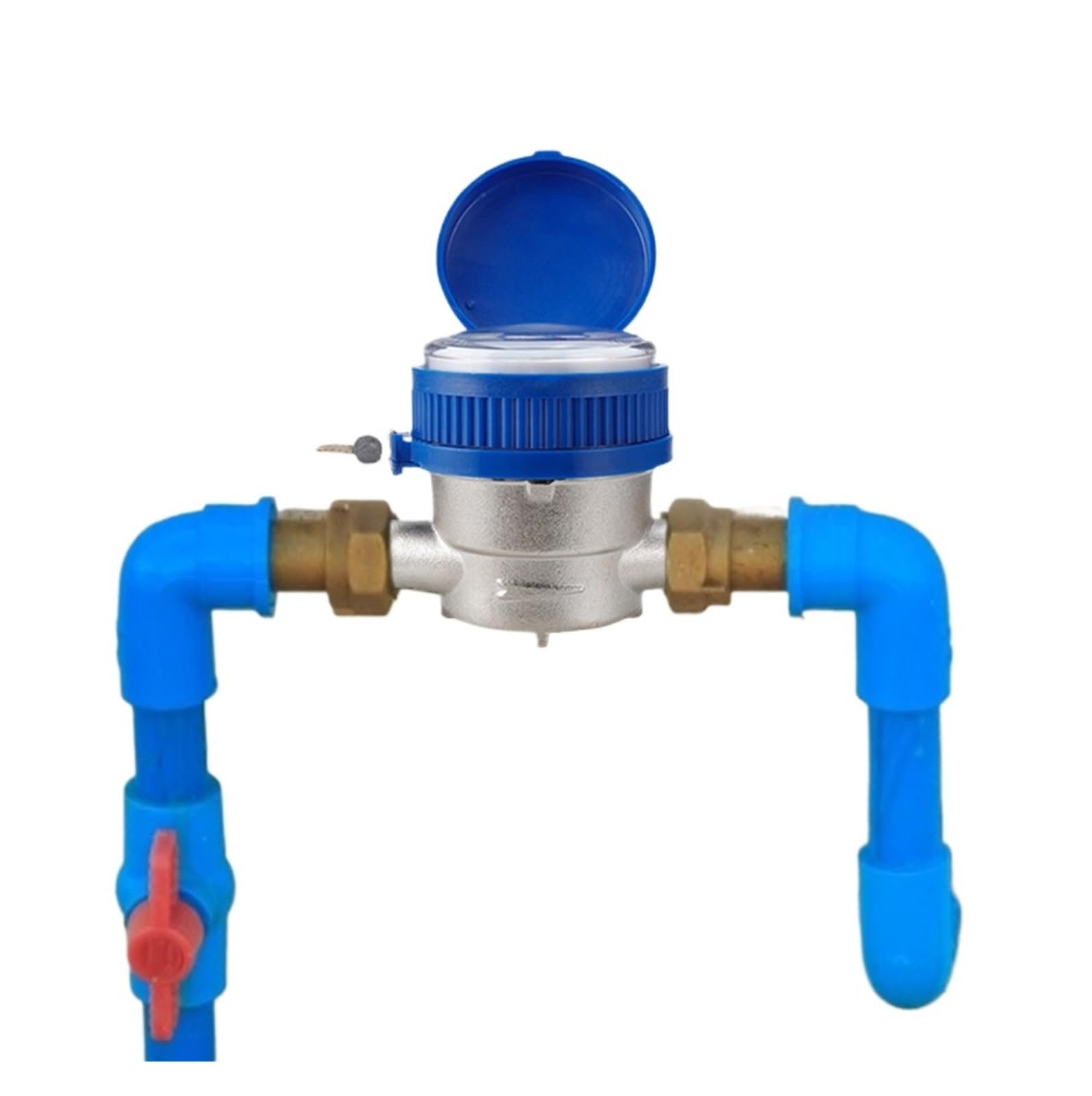 Flow Sensor Meter Digital Pipeline Water Flow Practical Water Meter Mechanical Rotary Wing E-Type Precision Pointer Counter Measurement Tools with Copper Fittings
