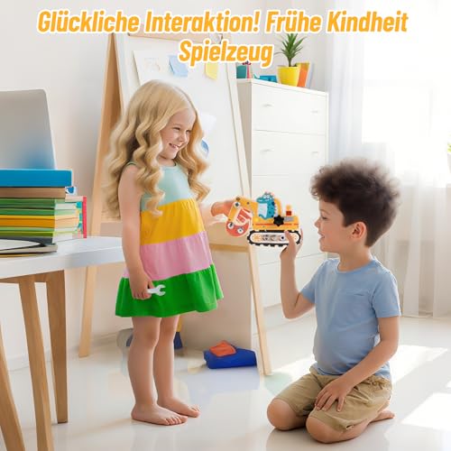 Montessori Dinosaurier Bagger Schraubbrett Spielzeug - Busy Board Schraubbrett Kinder Holz, Kinderspielzeug Motorikspielzeug lernspiele für ab 3 Jahre Kinder, Activity Board Toys