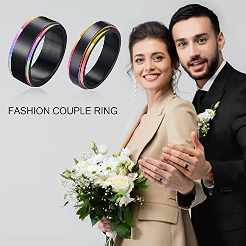 MEALGUET Personalized Couple Rings,Custom Engrave Tungsten/Stainless Steel His and Her Matching Promise Wedding Ring Set for Men Women,Custom Spinner Rings,Gifts for Valentine's Day4