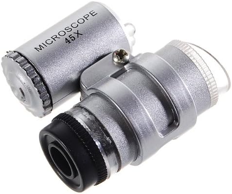 Daditong Mini 45X Jeweler Loupe Magnifying Glass Microscope with LED Lamp