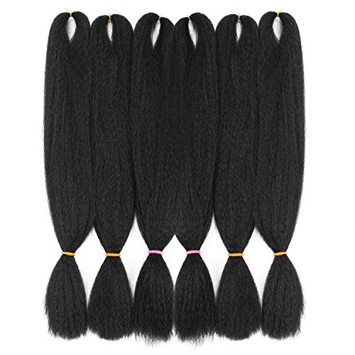6 Pack Braiding Hair Crochet Braiding Hair Extensions Crochet Hair Braiding Hair Extensions Kanekalon Synthetic Hair 26'' 1B# (26'', 1B#)