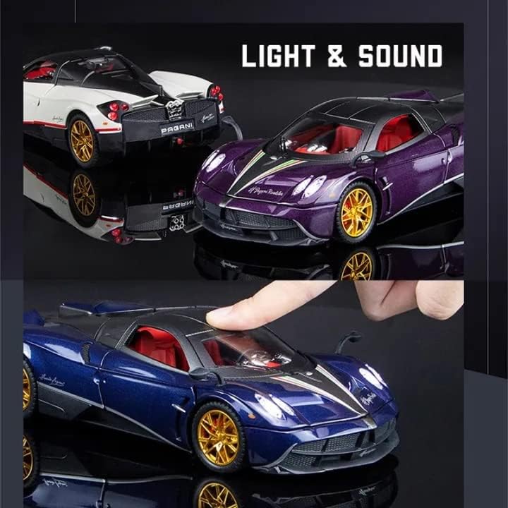 Image of Alloy Diecast Metal Cars Model Collectible Pagani Huayra Dinastia 1:24 Pull Back Vehicle Toy for Kids Boys Girl Gift (Blue)