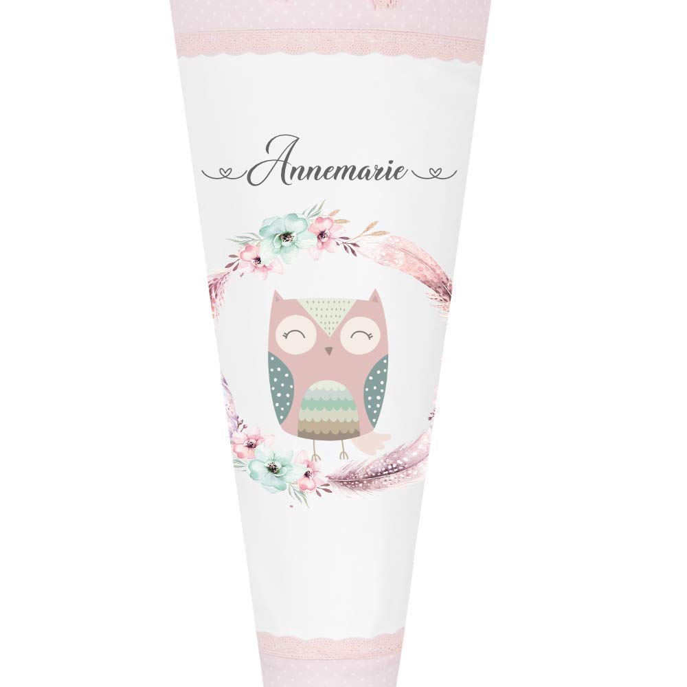 Eule Schultüte mit Namen aus Stoff 70cm groß