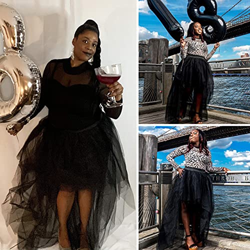 Bellady Women's High Low Mesh Net Lace Overlay Maxi Skirt2