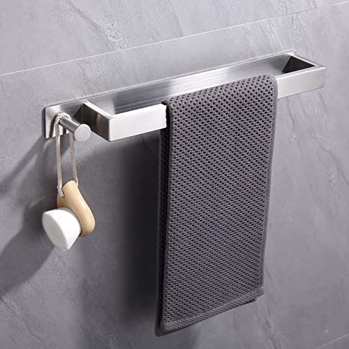 Porte-serviettes - Porte-serviettes autocollant de 40 cm en acier inoxydable avec crochets pour salle de bain, cuisine (brossé) Cover