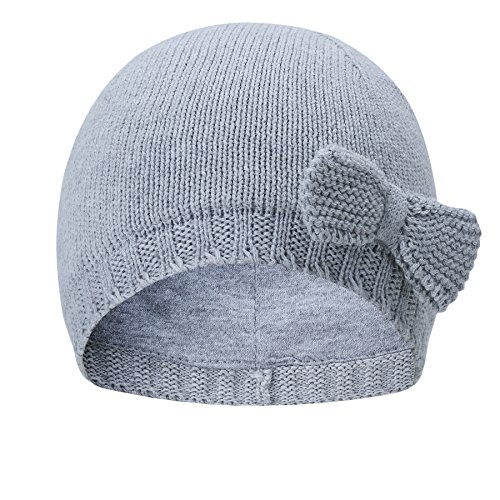 Vivobiniya Baby Hats Toddler Baby Girl Lovely Bowknot Knit Hats Toddler Beanies 6m-4Y (US, Age, 2 Years, 4 Years, Gray)