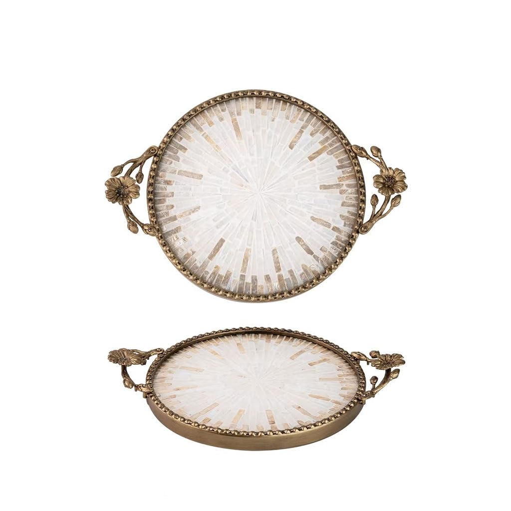 Tray Decor Creative Round Shell Decorative Tray Desktop Cup And Pot Storage Tea Tray Makeup And Skin Care Product Storage Tray Food Tray