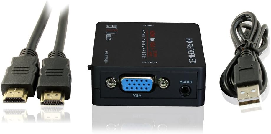 enKo products HDMI to VGA + Audio Mini Converter with High Speed HDMI Cable (6.5 Feet / 2 Meter)