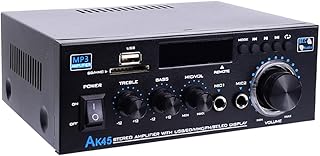 AK45 Stereo Audio Amplifier, 300W 2 Channel Wireless Bluetooth 5.0 Power Amplifier System, Home Amplifiers Radio, USB, SD Card, with Remote Control Home Theater Audio Stereo System
