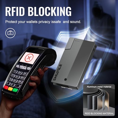 Men's Wallet - Shuffle Wallet with Deck-of-Cards Opening, RFID Blocking, Slim Design, Aluminum Card & Money Clip Wallet, Holds 6-8 Cards, Wallet with Gift Box (Gunmetal)4