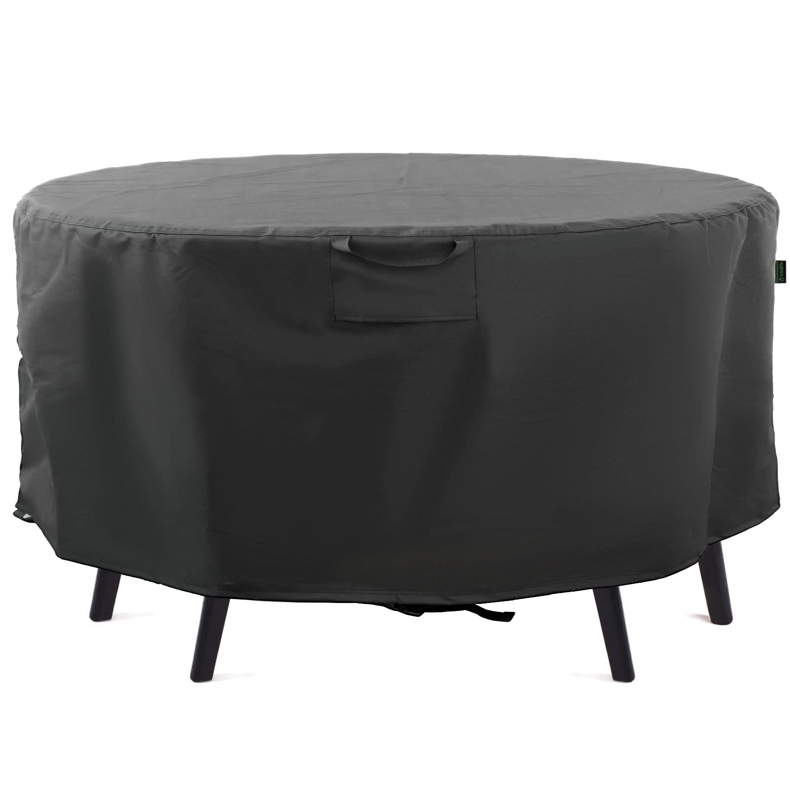 Yougfin Round Patio Table Cover, 600D Heavy Duty Patio Furniture Covers Waterproof, Outdoor Table and Chairs Cover, 62''D x 28''H